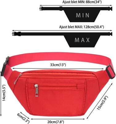 Поясна сумка на пояс для чоловіків та жінок, водонепроникна, для спорту, подорожей, фітнесу, бігу (червона)