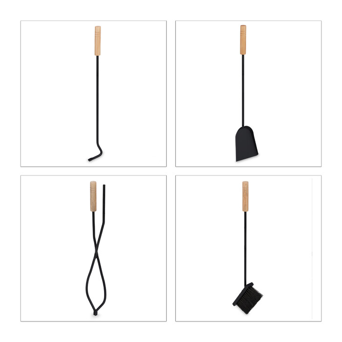 Relaxdays Firewood Basket Metal with Fireplace Tools
