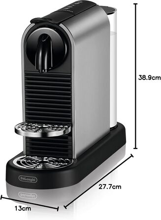 Капсульна кавомашина Nespresso De'Longhi CitiZ Platinum EN220.T, 4 розміри чашок, 19 бар, 1260 Вт, титановий колір