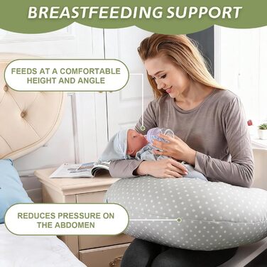 Подушка для вагітних Ezvsevuo Stillkissen XXL - подушка для сну на боці з бавовняним чохлом - сіра