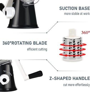 Трока для сиру та овочів KEOUKE з ручкою: 3 змінні леза для сиру, картоплі, капусти, горіхів, шоколаду