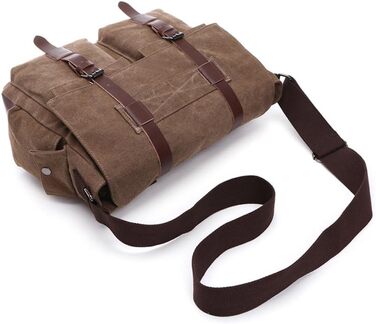 Чоловіча нагрудна сумка OSMIE 16 л, канвас, для ноутбука, сумка-месенджер чорна (L, L-кавовий)