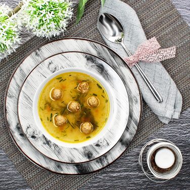 MamboCat Alois Сервіз на 12 осіб з порцелянового посуду з декором оленя (6 супових та 6 обідніх тарілок)