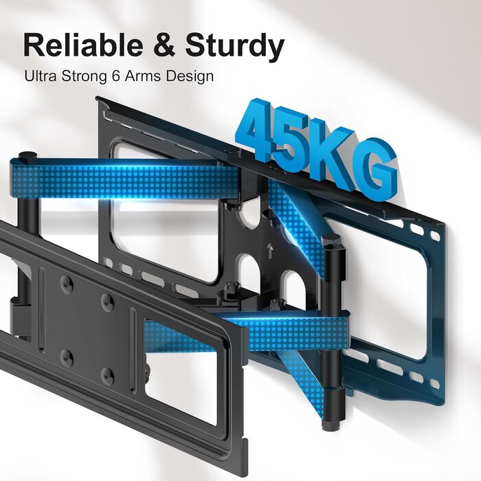 XINLEI Adjustable Tilt & Swivel TV Wall Mount for 26-70 inch Flat & Curved TVs - 45kg / 400x400mm VESA - Black