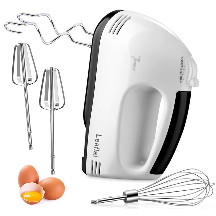 Електричний міксер ручний, 5 швидкостей, з набором насадок (міксер, вінчик, гак для тіста), білий (CX-6610)