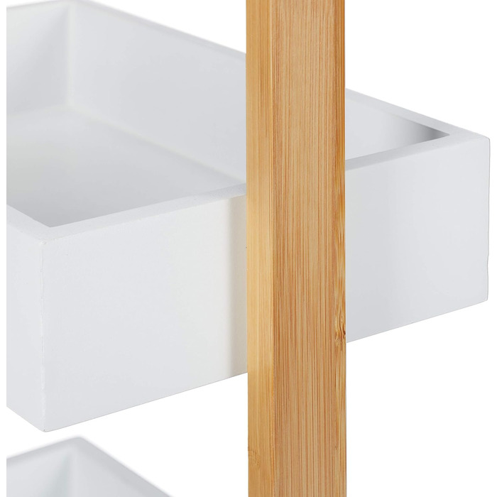 Relaxdays 10031461 Badregal, 4 Shelves, Bamboo & MDF, Bathroom Storage, Slim Shelf HWD 88x30x18 cm, White/Natural