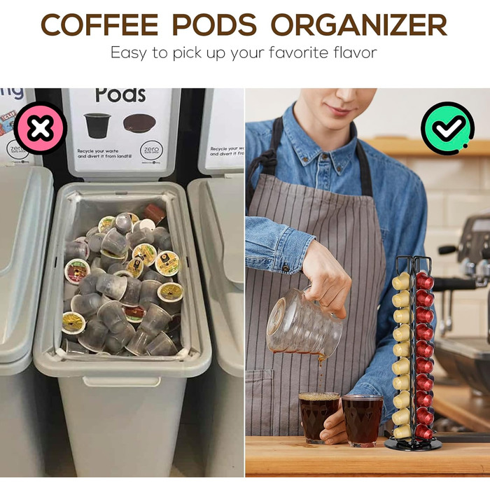 Тримач для капсул кави сумісний з Nespresso, органайзер для 40 капсул, обертовий, підставка для кави