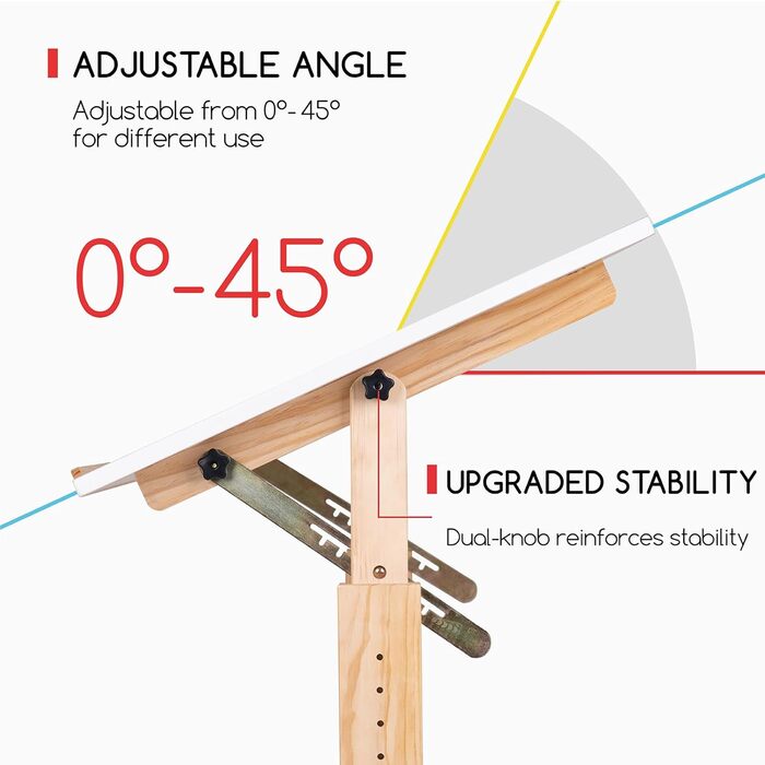 Meeden Adjustable Height Drawing Table with Stool - Artist Easel Table for Studio, Art & Craft Projects