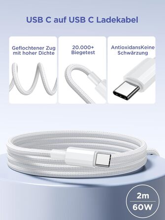 Мережевий адаптер USB-C на 4 порти з кабелем USB-C на USB-C 2м, 40W, PD 3.0, для iPhone, Samsung, смартфонів