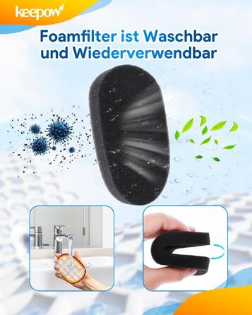 Набір фільтрів Keepow для пилососа Philips SpeedPro Max Aqua (8 шт.), мийні HEPA-фільтри для аккумуляторного пилососа