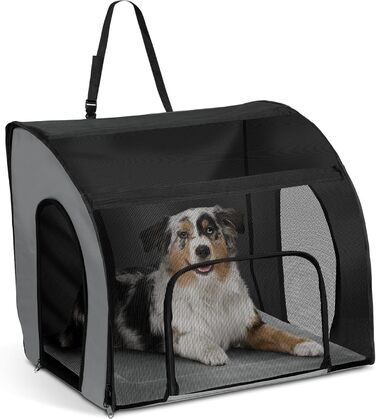 Кенійська переноска для тварин K&H PET Products - переноска для собак та котів у подорожах на авто, сіра/чорна, розмір L (56 x 56 x 65 см)