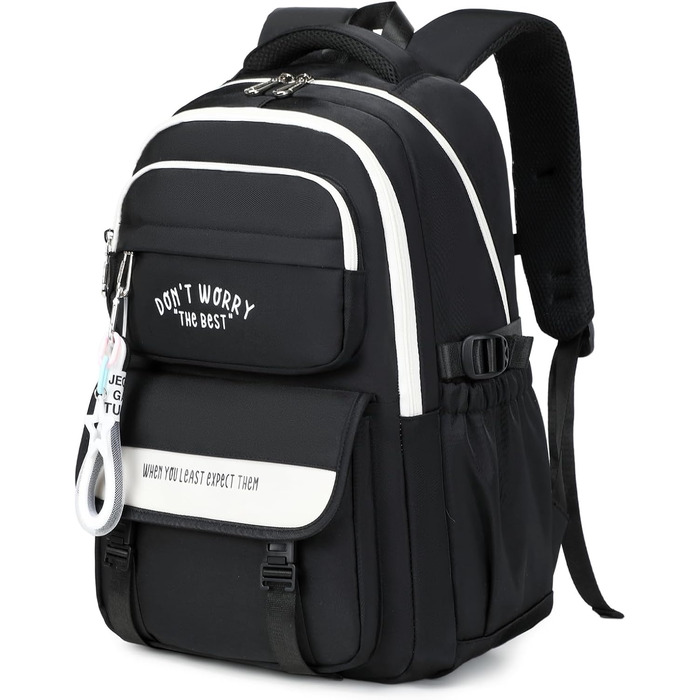 Шкільний рюкзак Tanou для підлітків, рюкзак для школи, великий шкільний ранець для дівчаток 4-12 класів, водонепроникний, зручний денний рюкзак для початкової, середньої та вищої школи (Чорний)