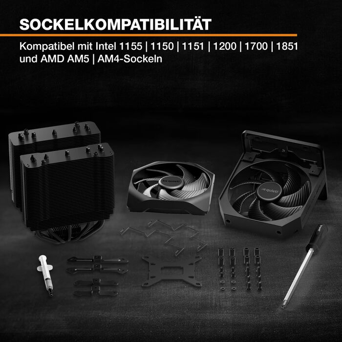 be quiet! Dark Rock Elite - Повітряний кулер з високою продуктивністю, 7 теплових трубок, вентилятори Silent Wings 120mm та 135mm PWM, тиха робота, Speed Switch