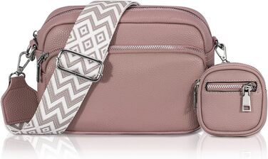 Сумка жіноча через плече крос-боді PU шкіра (темно-рожева) з віднімним ремінцем