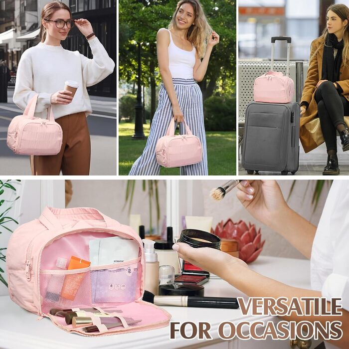 Кultурний мішечок Axcone для подорожей: великий, легкий, зручний органайзер для косметики та туалетних аксесуарів (рожевий)