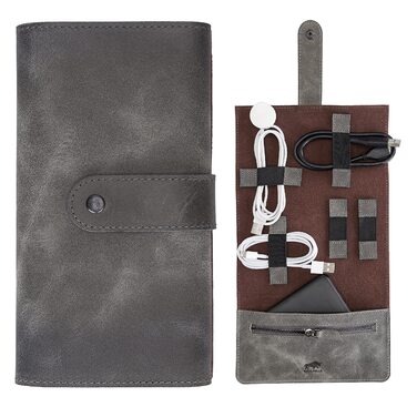 Органайзер для кабелів та аксесуарів Solo Pelle: універсальний дорожній кейс для телефону, кабелів, USB-накопичувачів (Стеінграу)