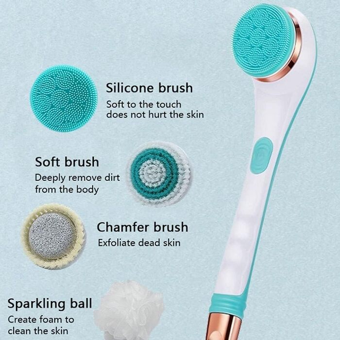 EdirFtra Electric Body Scrub Brush - Rechargeable Silicone Exfoliating Shower Brush for Body & Back - USB