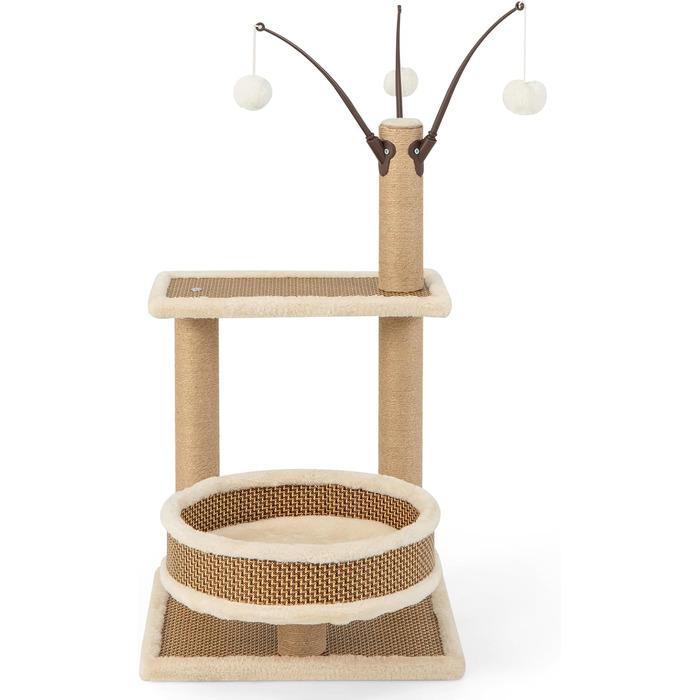 Кігтеточка SOARS для котів з ліжком, платформою та іграшками, 40x40x80 см