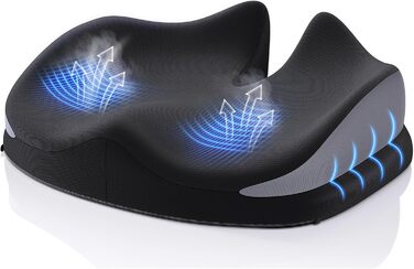 Ортопедична подушка для сидіння Benazcap з Memory Foam для полегшення болю в куприку. Підходить для авто, дивана, офісу та інвалідного візка. Чорний колір.