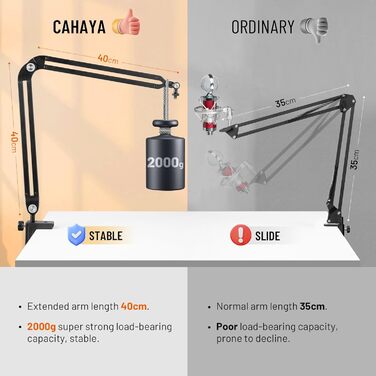 Підлокітник для мікрофона CAHAYA CY00380-1: регульований штатив з широкою основою, адаптер 3/8' - 5/8'