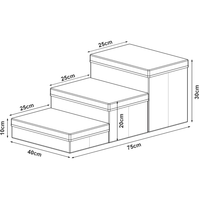 Сходинка для собак en.casa Vojens: 3-ступенева пандус для маленьких собак, котів, для ліжка та дивану, складна, 30 см висота, 75 x 40 x 30 см, коричневий/сірий