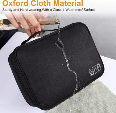 Органайзер для кабелів AiQInu: універсальна дорожня сумка-кубик для кабелів, 3 шари, водонепроникний, регульований, для зарядних пристроїв, Powerbank, USB-накопичувачів, SD-карт (чорний)