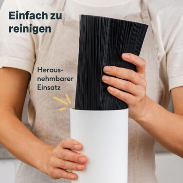 SILBERTHAL Universal Knife Block - Removable brush insert - without knives - unequipped - Knife storage with stainless steel ring - White