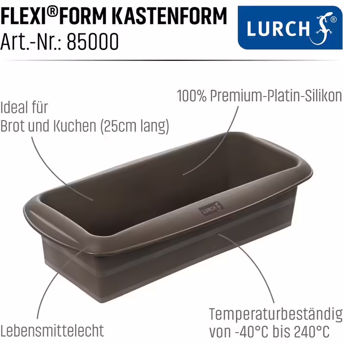 Lurch 585000 FlexiForm Loaf Pan Set of 2 / 2 Loaf Pans made of 100% BPA-free Platinum Silicone, 25 x 9 cm, Brown