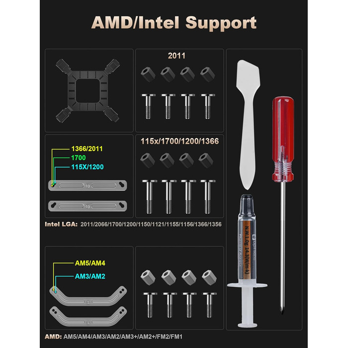 upHere Охолоджувач CPU H85KC6 (чорний): Низькопрофільний кулер з ARGB підсвічуванням для AMD AM4/AM5 та Intel 1700, 85мм висота, 6 heatpipes, 180W TDP