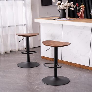 Kidol Adjustable Height Solid Wood Bar Stool - 360° Swivel, Industrial Modern Design for Kitchen Counter