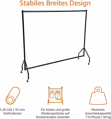 Amazon Basics Clothes Rack, 1.82 x 1.52 m, Black