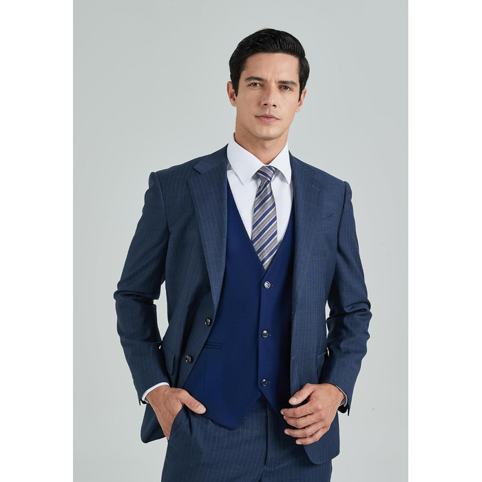 Костюмний жилет чоловічий HISDERN, темно-синій, бавовна, однотонний, V-подібний виріз, з кишенями, для вечірки, весілля, бізнесу