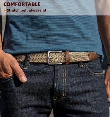 Пластиковий плетений ремінь KEMISANT для чоловіків та жінок, 2 шт. (чорний/бежевий)