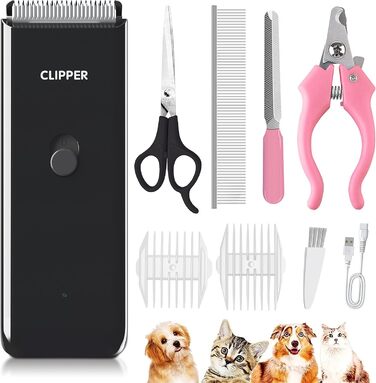 Професійний набір для грумінгу котів та собак Favrison: тиха машинка для стрижки, бездротовий триммер, зелений