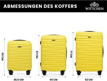 WITTCHEN Skyspeed Line: Великий валіза з жорстким корпусом ABS, 4 колеса, телескопічна ручка, комбінаційний замок, підходить для Lufthansa/Eurowings/Ryanair/Condor, жовтий (набір 3шт)