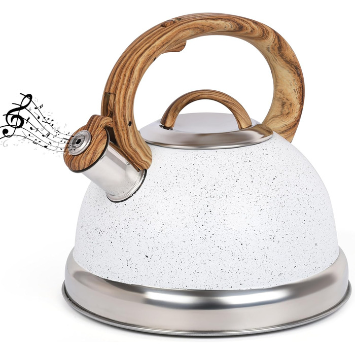 Чайник Belle Vous 3L з текстурованою поверхнею для плити/індукції - нержавіюча сталь, чайник для чаю/кави