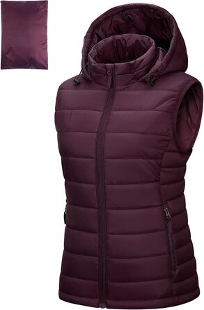 Стьобана жилетка Outdoor Ventures для жінок з капюшоном, гібридна спортивна жилетка для походів та кемпінгу, тепла велосипедна жилетка з капюшоном, лілова, XXL