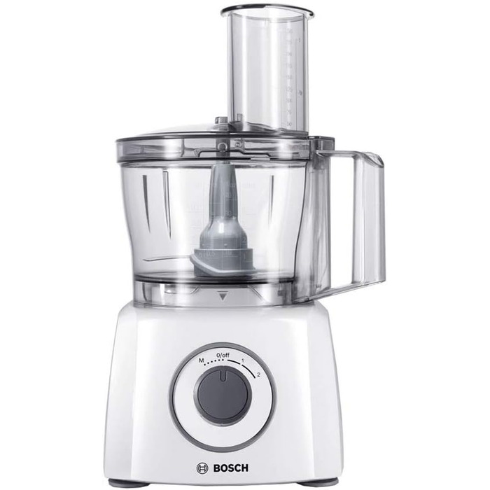 Bosch Compact Kitchen Machine Multi Talent 3 MCM3200W, 30 Functions, Universal Knife, Slicing and Shredding, Beater Disc, White, 800 W, Mixing Bowl 2.3 L, Mixer 1.0 L White 800 W XL Accessory Package Single