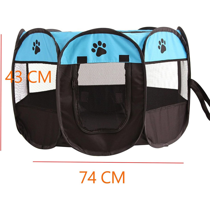 Клітка-забіг для цуценят 74x74x43 см – складана клітка для собак та котів, клітка для кроликів та інших дрібних тварин – безпечний забіг для дому та вулиці сірого кольору + лапа собаки