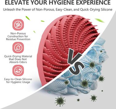 Силіконова щітка для тіла Beautail: м'який пілінг, для чутливої шкіри, рожева