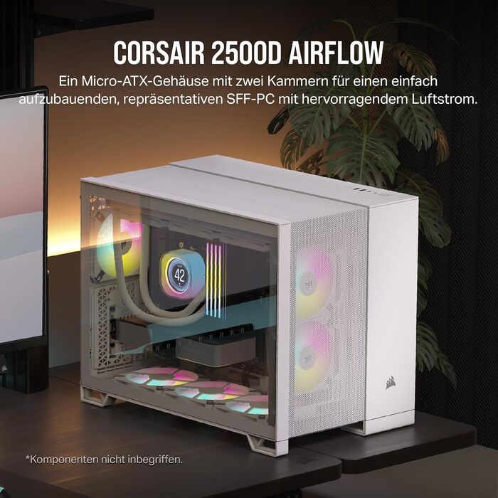 Корпус для ПК CORSAIR 2500D Airflow mATX - білий, без вентиляторів, двокамерний дизайн