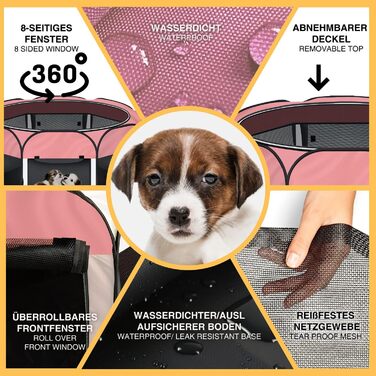 Вольєр для цуценят All Pets United® XXL: вольєр для собак, котів, кроликів та дрібних тварин (рожевий)