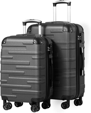 Валіза COOLIFE з жорстким корпусом, розширювана, з TSA-замком та 4 колесами, ABS, турквіз-зелений (Набір 2 шт: S + M)