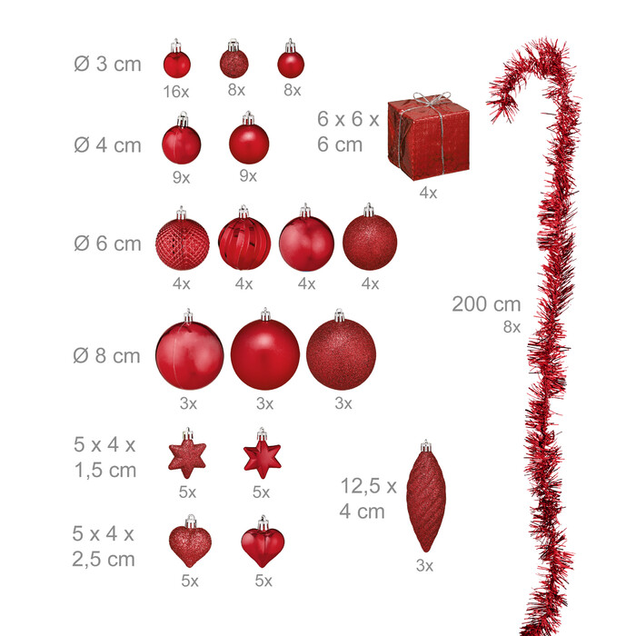 Relaxdays Christmas Baubles Set of 110