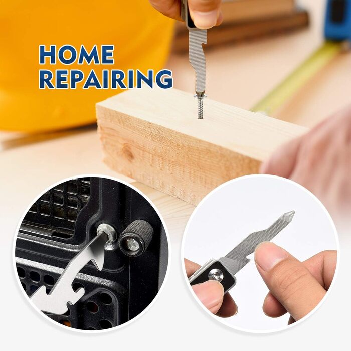 Мультитул BIBURY з нержавіючої сталі, багатофункціональний: викрутка, ніж, відкривачка, карабін. Ідеальний для кемпінгу, ремонту, подарунок для чоловіків (Чорний)