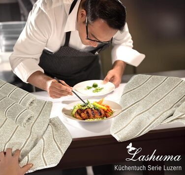 Lashuma Striped Towels 50x50 cm for the Kitchen, Lucerne Kitchen Towels Beige