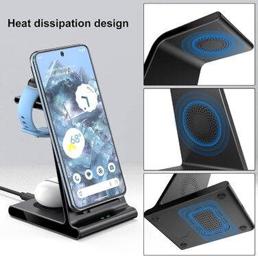 Бездротова зарядка для Google Pixel Watch 3/2 та Pixel 9 Pro/XL/9a/9/8a/8/Pixel 7/7a/7/6/5/4/3, Pixel Buds Pro/2 (без адаптера)