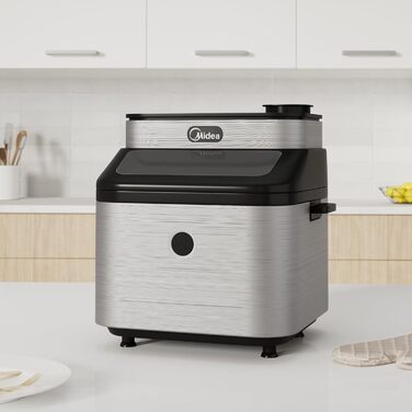 Фритюрниця Midea DualTaste 7 л з оглядовим вікном, аерофритюрниця XXL, 8 програм, випікання, гриль, розморожування, таймер 12 годин, 40-200°C, 1650 Вт, знімна чаша, модель MF-CY75AB