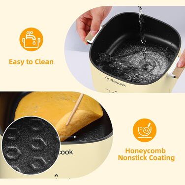 Електричний хот-пот Audecook 2.5L: мультиварка для 1-3 осіб з антипригарним покриттям (бежевий)