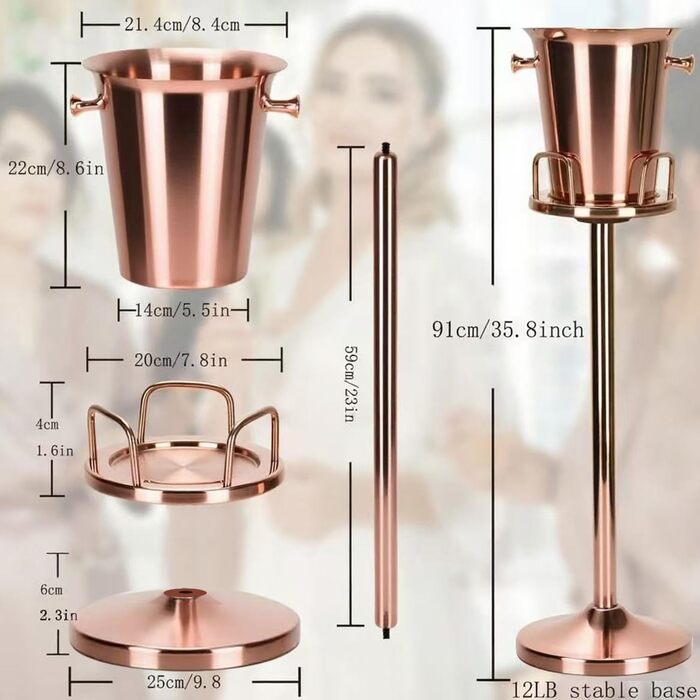 Ейсберг: Крижана чаша з нержавіючої сталі для барів, вечірок, весіль. Зберігає лід 3-6 годин. Золотий колір (Рожеве золото), 3FT